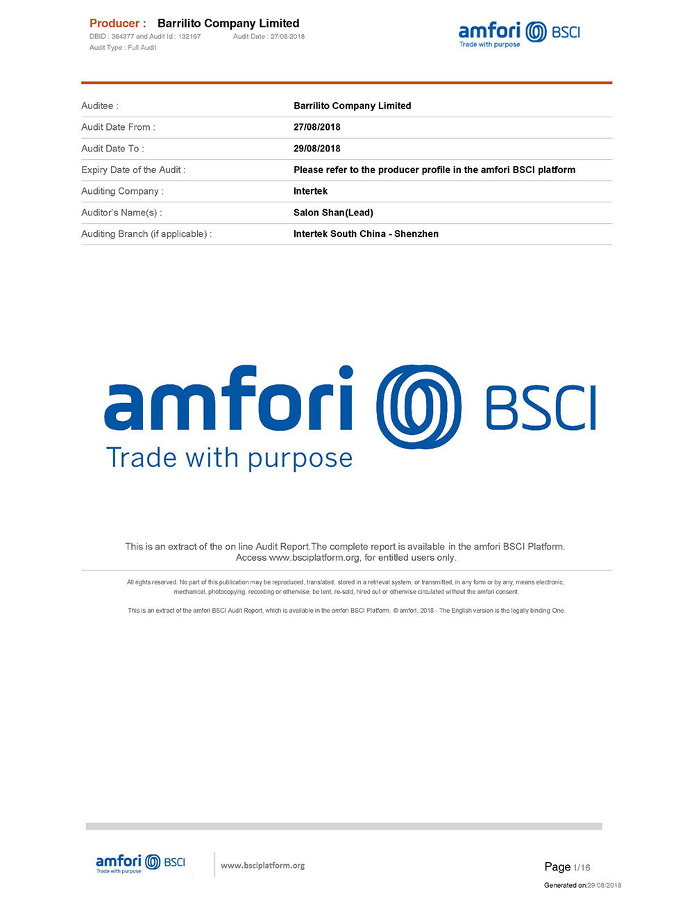 BSCI 證書